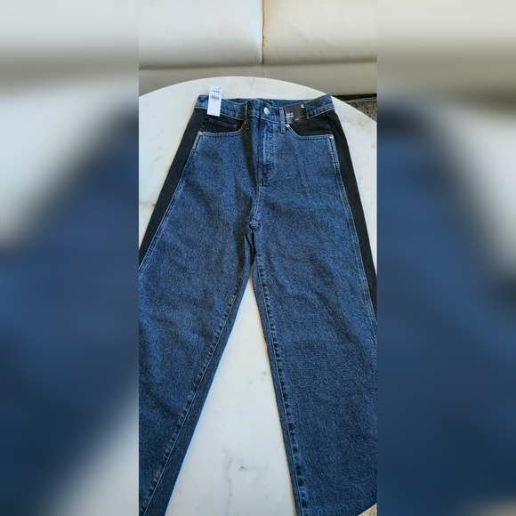 NWT EXPRESS Tuxedo Stripe Wide Leg Jeans Size 6L - Picture 13 of 16